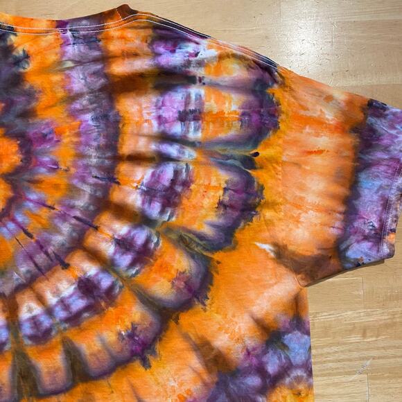 Halloween Tie Dyed T-shirt - Orange Purple - Handmade - Men's Women's 2XLarge - Picture 6 of 12